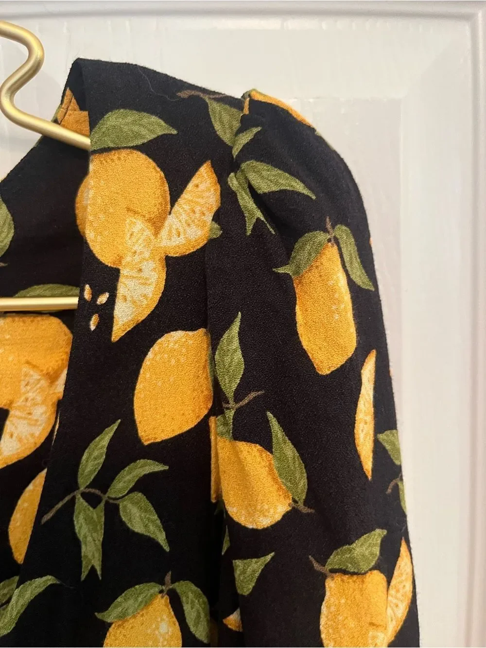 Reformation Lemon Print Smocked Back Top – Size 2